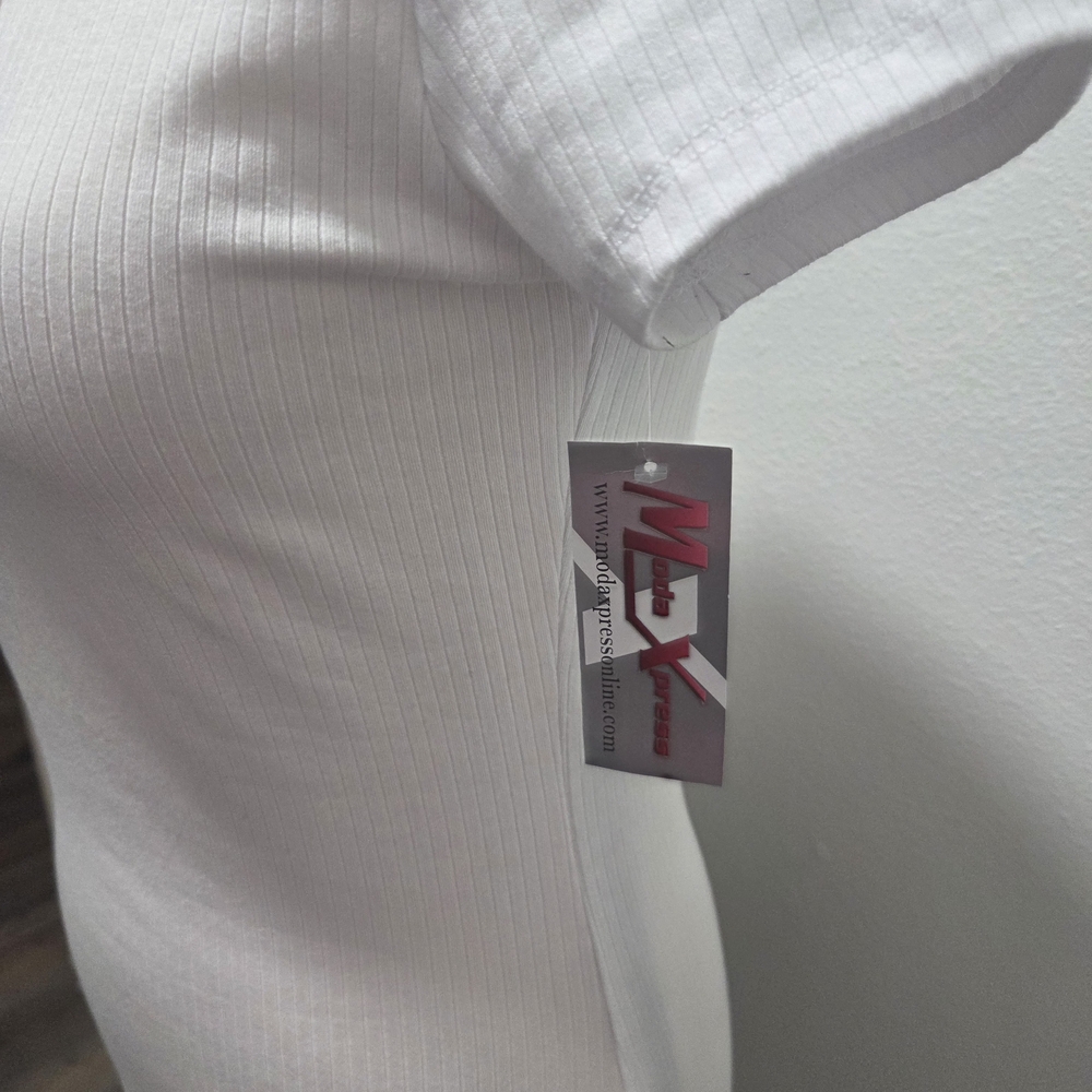 Bozzolo White Short Sleeve Women's Top - Picture 3 of 4